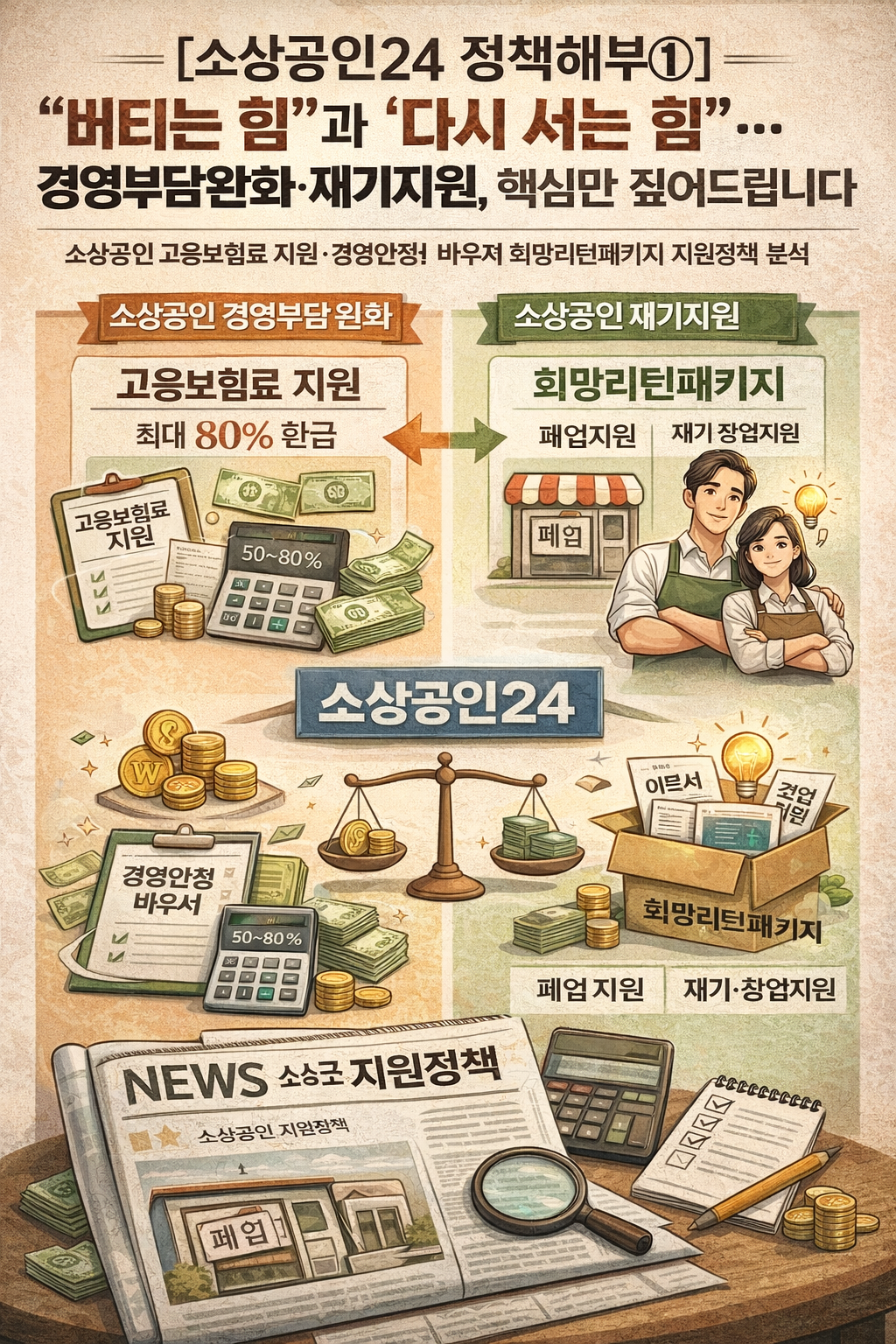 [소상공인24 정책해부①] “버티는 힘”과 “다시 서는 힘”… 경영부담완화·재기지원, 핵심만 짚어드립니다
